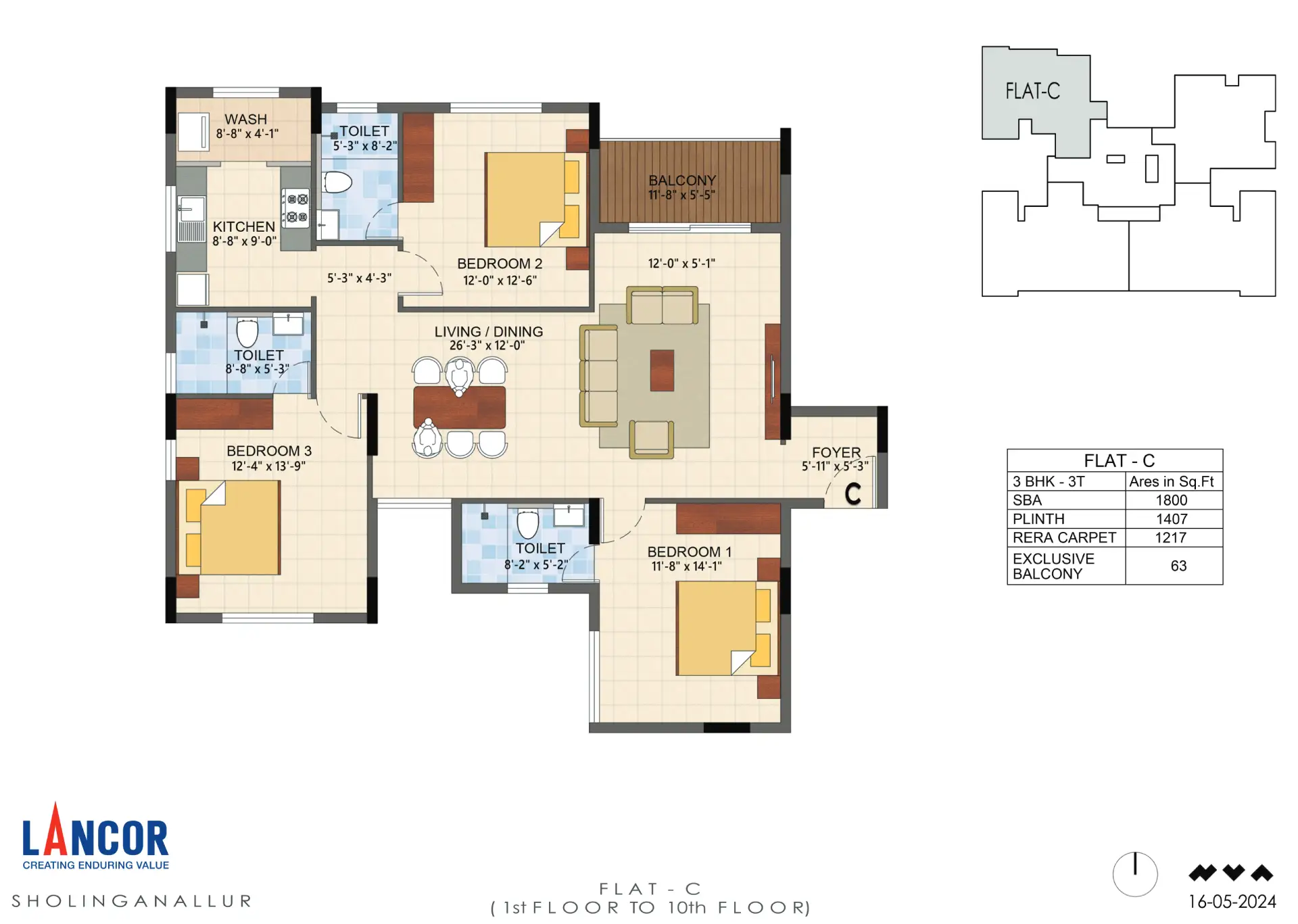 Flat C 1 to 10TH Floor Plan